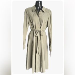 Nanette Lepore Dress Winding Vines Olive Grey Size 2 Pleated Dress Midi $128